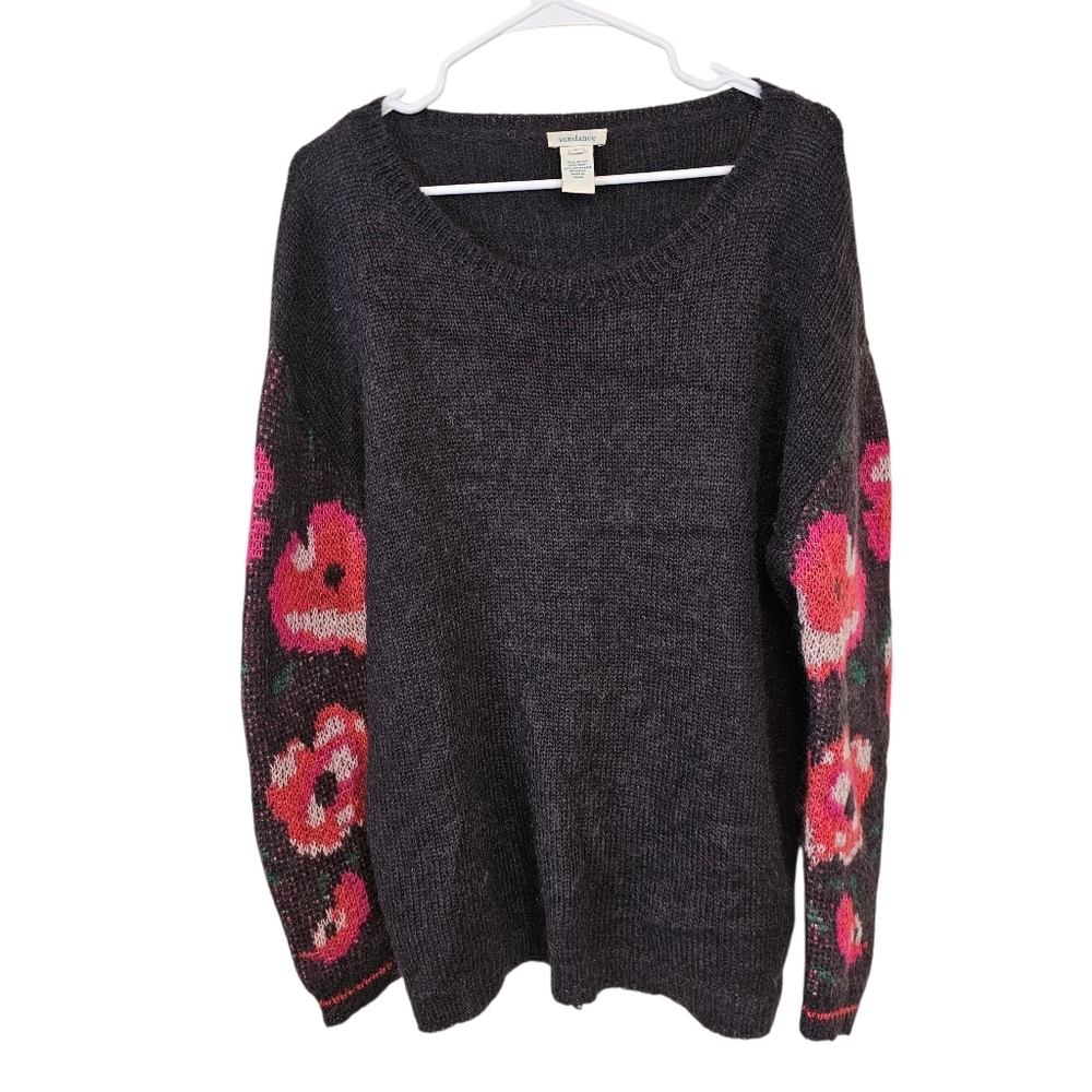 Sundance Lilly Dreams Floral Knit Wool Kid Mohair Eyelash Pullover Sweater - Picture 2 of 8